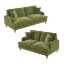 BUN/SOF162/84470 Olive Green Velvet Sofa Set - Payton