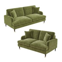 Olive Green Velvet Sofa Set - Payton