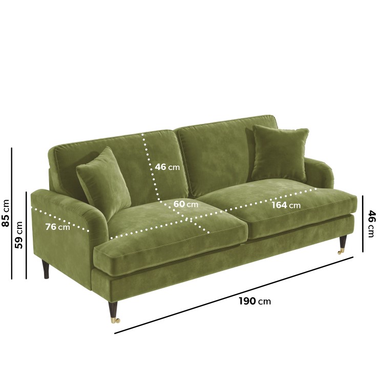 Olive Green Velvet Sofa Set - Payton