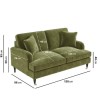 Olive Green Velvet 3 &amp; 2 seater Sofa Set - Payton