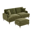 BUN/SOF162/85496 Olive Velvet Sofa and Footstool Set - Payton