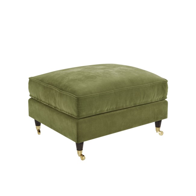 Olive Green Velvet 2 Sofas and Footstool - Payton