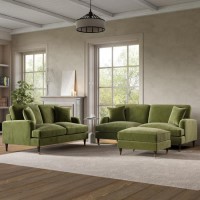 Olive Green Velvet 3 Piece Sofa Set - Payton