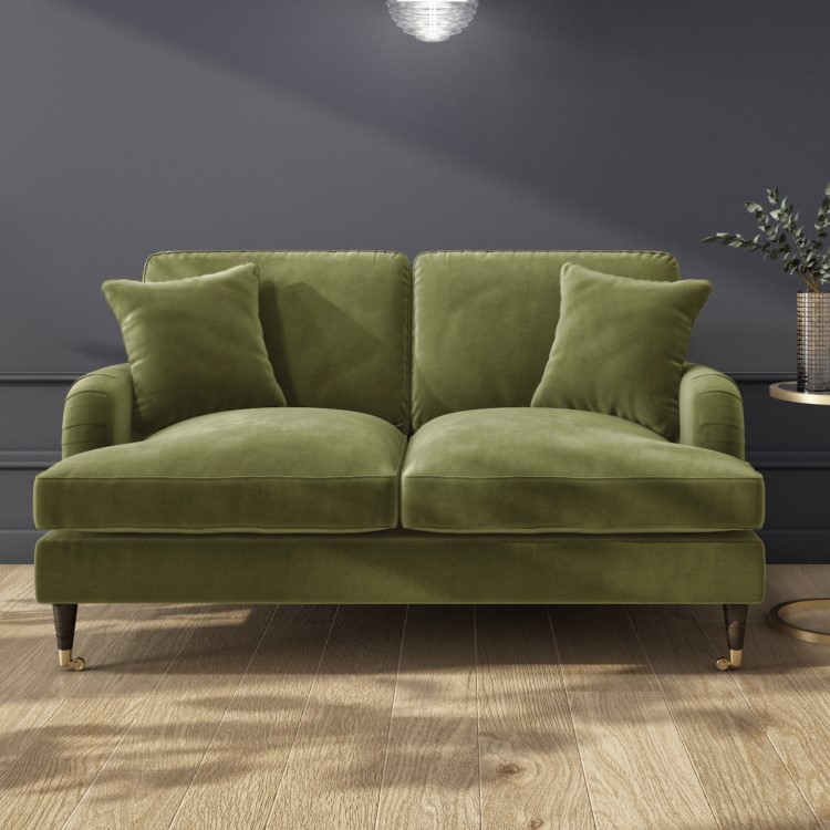 Olive Green Velvet 3 Piece Sofa Set - Payton