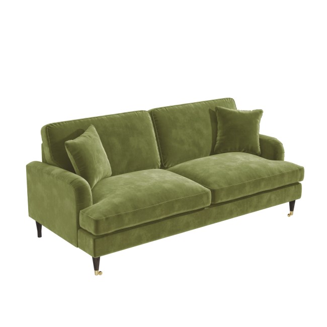 Olive Green Velvet 2 Sofas and Footstool - Payton