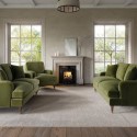 BUN/SOF162/93386 Olive Green Velvet 3 Piece Sofa Set - Payton