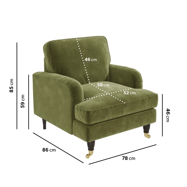 Olive Green Velvet 3 Piece Sofa Set - Payton