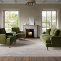 BUN/SOF162/93397 Olive Green Velvet 3 Piece Sofa Set - Payton