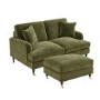 Olive Velvet 2 Seater Sofa and Footstool Set - Payton