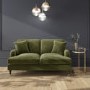 Olive Velvet 2 Seater Sofa and Footstool Set - Payton