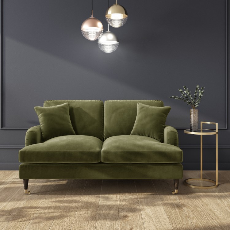 Olive Velvet Sofa and Footstool Set - Payton