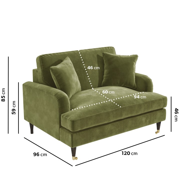 IMPERFECT - Olive Green Velvet Love Seat - Payton