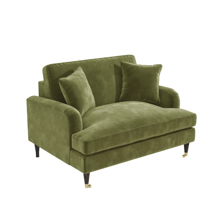 IMPERFECT - Olive Green Velvet Love Seat - Payton