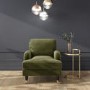 Olive Velvet Armchair and Footstool - Payton