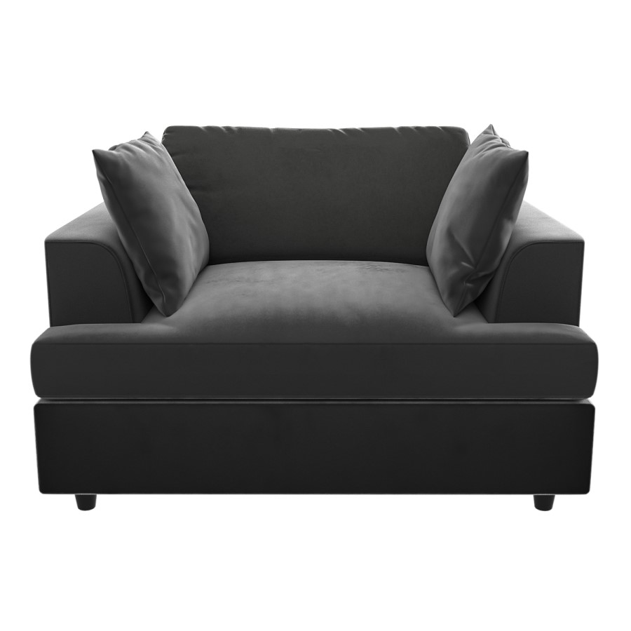 Charcoal Velvet Love Seat and Footstool Set - August 