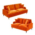 BUN/SOF174/85917 Orange Velvet Sofa Set - Payton