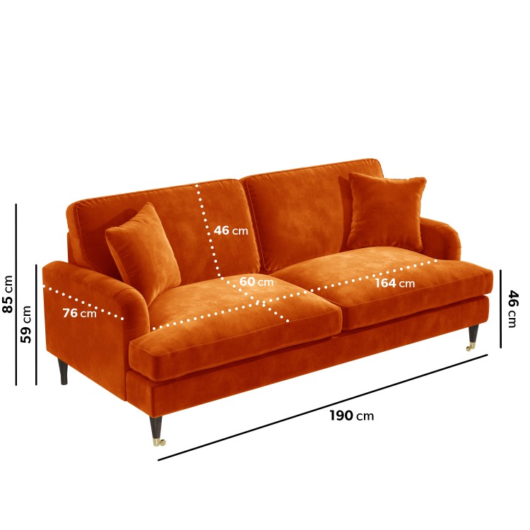 Orange Velvet Sofa and Footstool Set - Payton