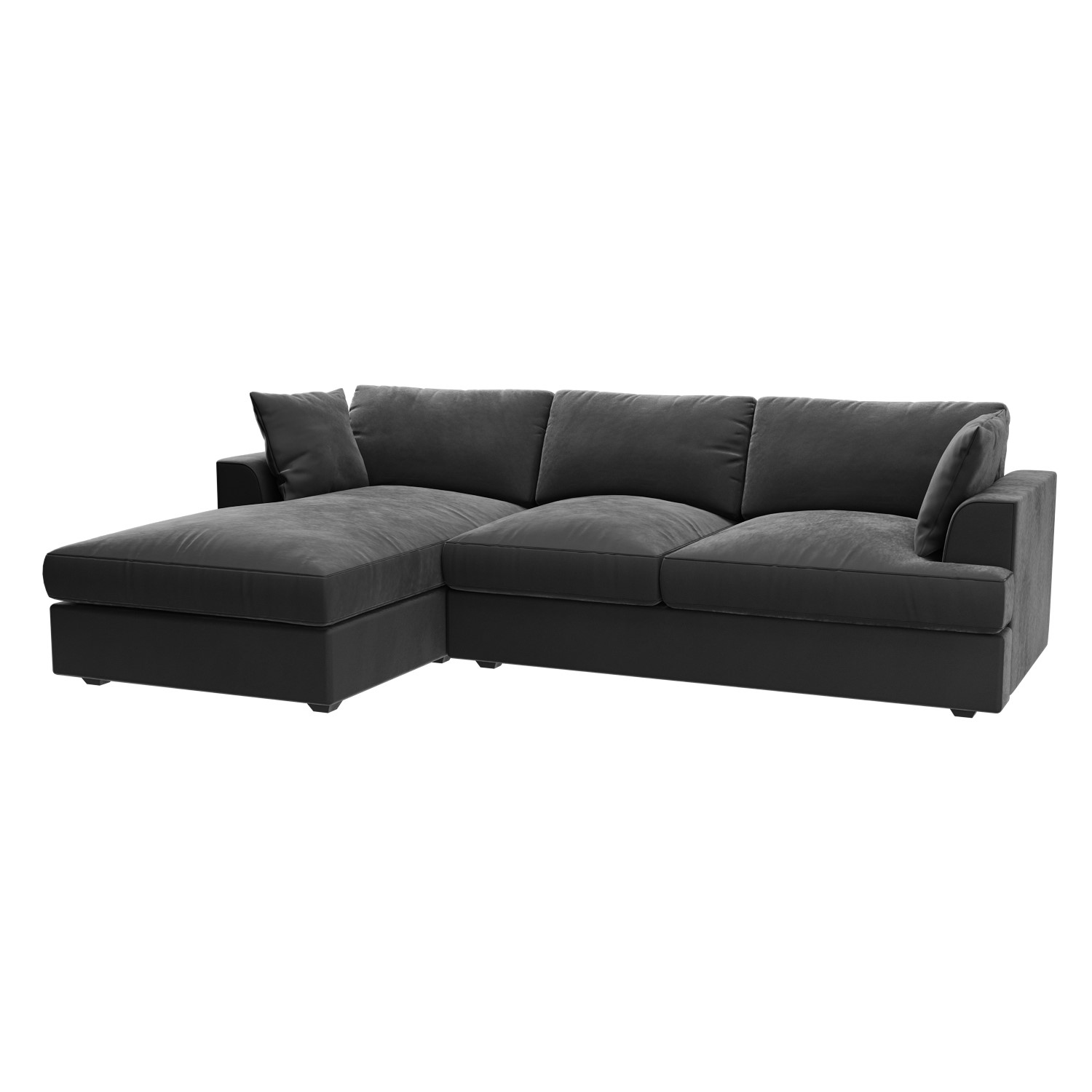 Dark Grey Velvet Left Hand 4 Seater L Shaped Sofa - August - Furniture123