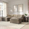 BUN/SOF177/91037 Left Hand Chaise Corner Sofa and Footstool Set in Mink Velvet - August