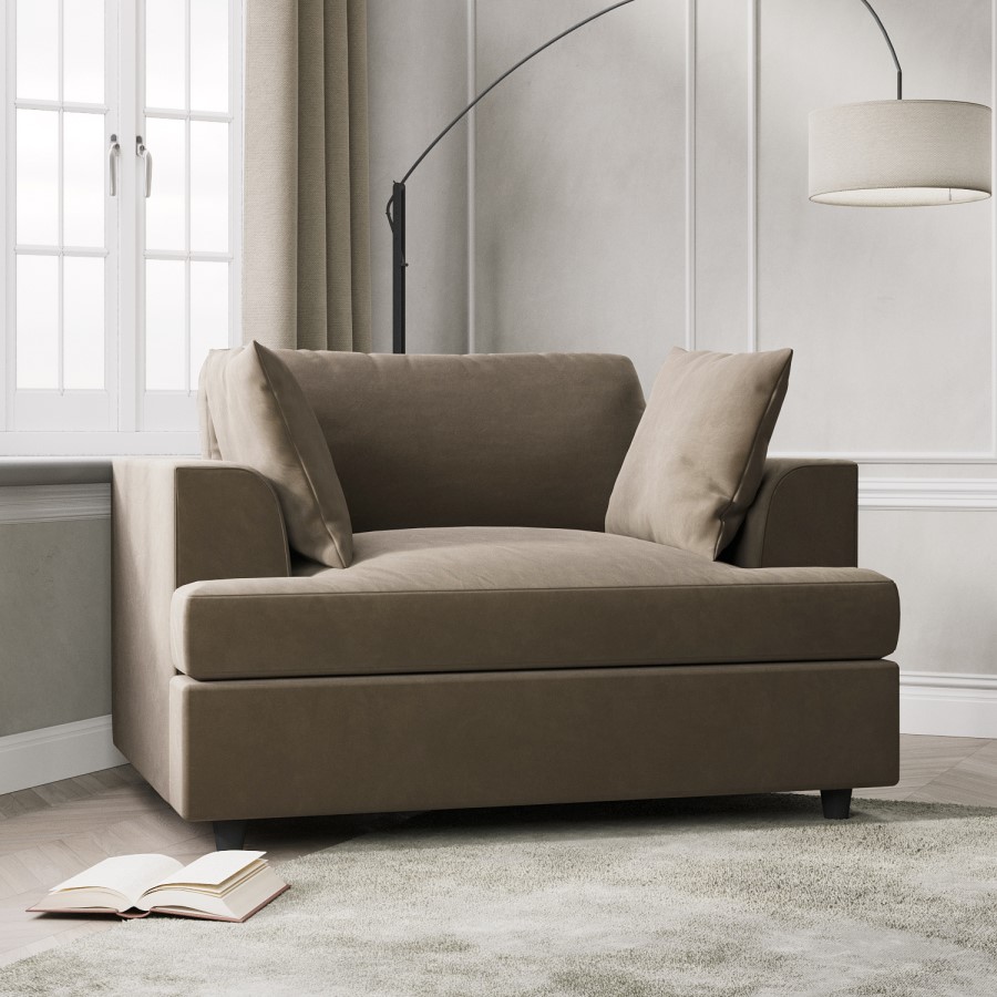 Mink Velvet Right Hand Corner Sofa and Love Seat Set - August