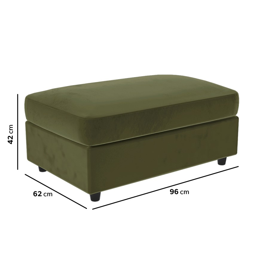 Right Hand Chaise Corner Sofa and Footstool Set in Green Velvet - August