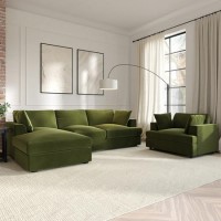 Left Hand Corner Sofa and Love Seat Set in Green Velvet - August