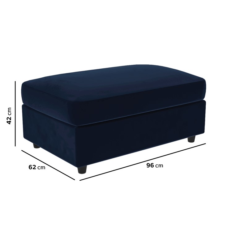 Right Hand Chaise Corner Sofa and Footstool Set in Navy Velvet- August