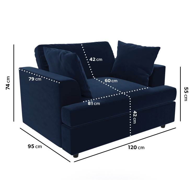 Left Hand Corner Sofa and Love Seat Set in Navy Velvet - August