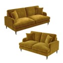 BUN/SOF181/85916 Mustard Velvet 3 Seater and 2 Seater Sofa Set - Payton