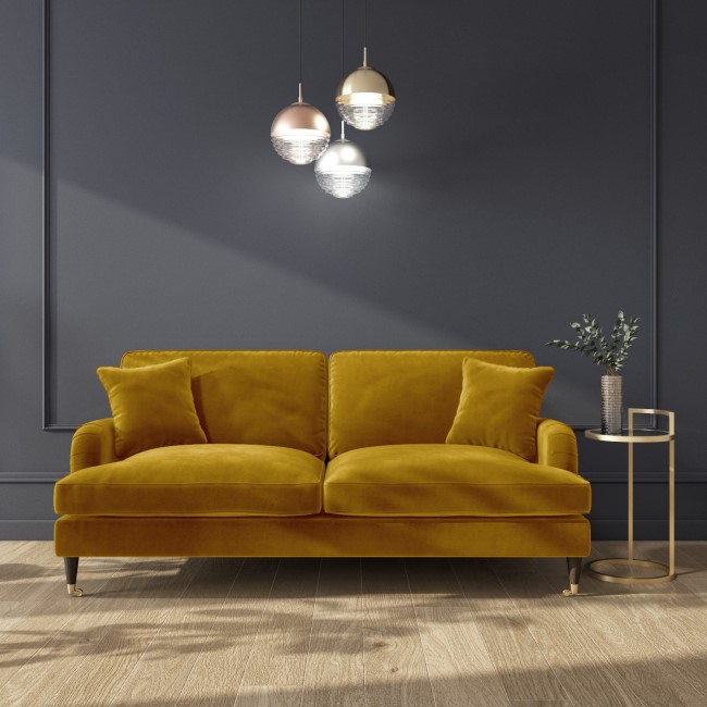 Mustard Velvet 3 Seater and 2 Seater Sofa Set - Payton