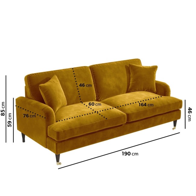 Mustard Velvet 3 Piece Sofa Set - Payton