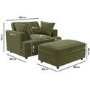 Olive Green Velvet Love Seat and Footstool set - August