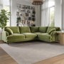 Olive Green Velvet 4 Seater Right Hand Corner Sofa and Long Footstool Set - Payton