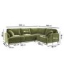 Olive Green Velvet 4 Seater Right Hand Corner Sofa and Long Footstool Set - Payton