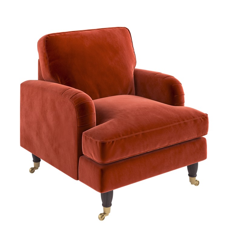 Burnt Orange Velvet Armchair - Payton