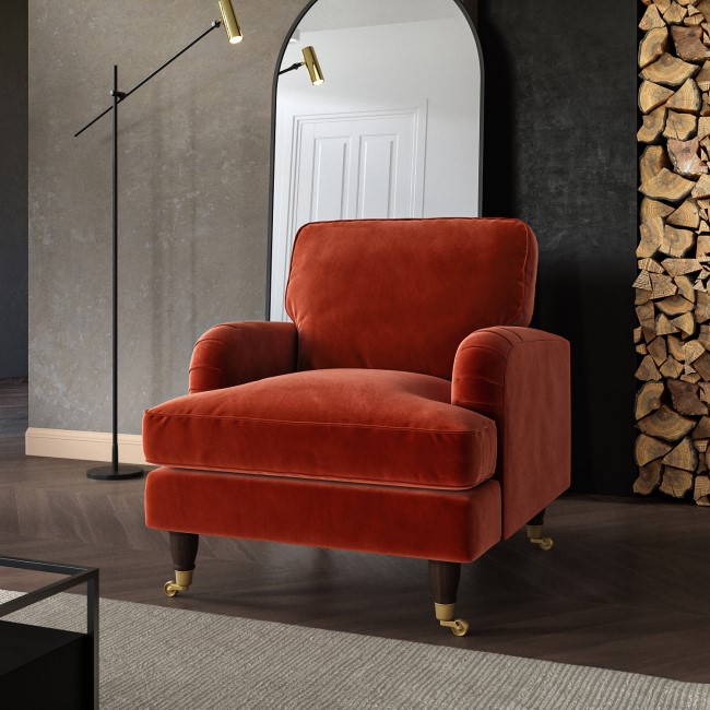 Burnt Orange Velvet Armchair - Payton