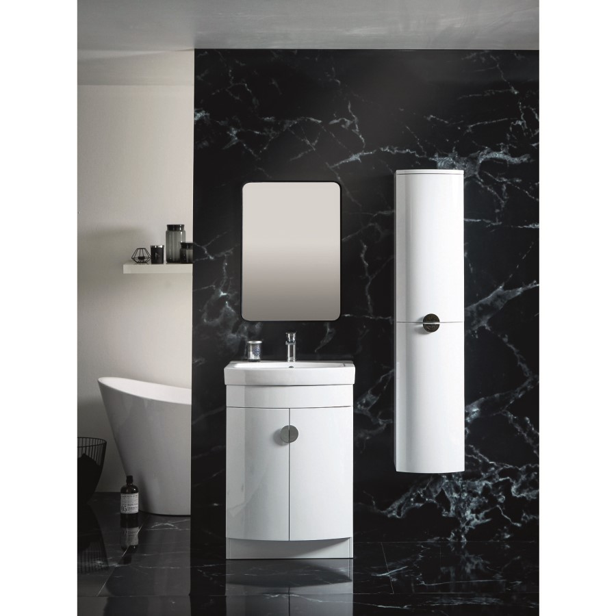 600mm White Freestanding Vanity Unit with Basin - Elm