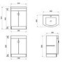 600mm White Freestanding Vanity Unit with Basin - Elm
