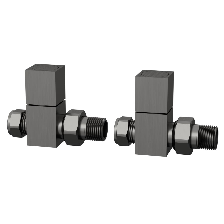 Gunmetal Grey Towel Radiator 800 x 500mm with Pipe Kit and Straight Valves - Sonoran