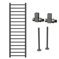 Gunmetal Grey Towel Radiator 1600 x 500mm with Pipe Kit and Straight Valves - Sonoran Gunmetal Grey Towel Radiator 1600 x 500mm with Pipe Kit and Straight Valves - Sonoran