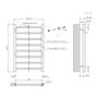 Gunmetal Grey Towel Radiator 1600 x 500mm with Pipe Kit and Straight Valves - Sonoran