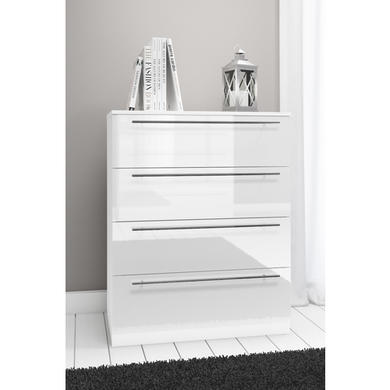 GRADE A1 - Space White High Gloss Chest of Drawers with 4 Drawers