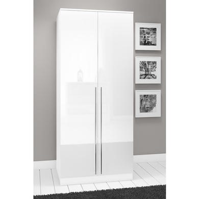 New Reflect High Gloss 2 Door Soft Close Wardrobe Bedroom White Matt White 