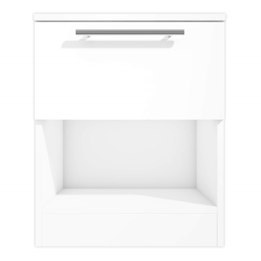 GRADE A1 - Space White High Gloss 1 Drawer Bedside Table