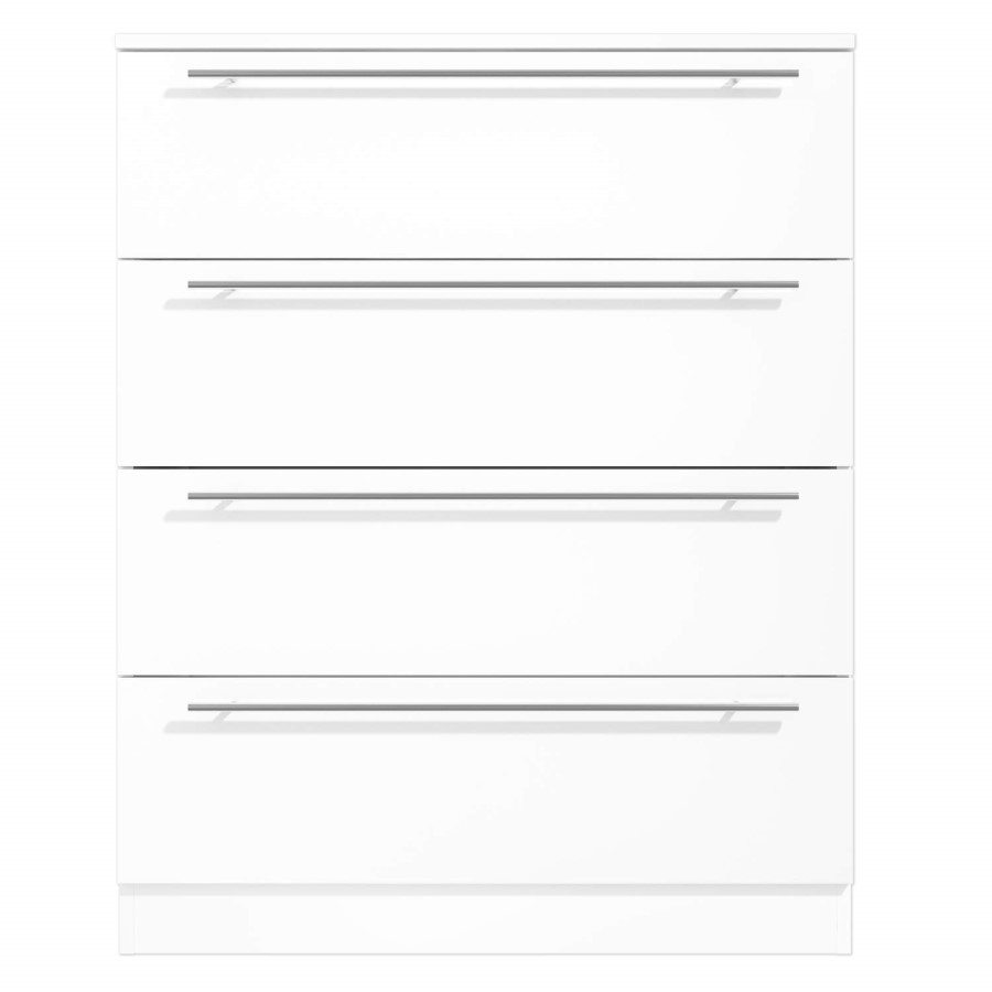 GRADE A1 - Space White High Gloss Chest of Drawers with 4 Drawers
