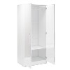 Space White High Gloss Wardrobe + Bedside Table + Chest of Drawers