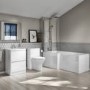 Left Hand L-Shaped Bath with Portland White Combi with Portland Back To Wall Toilet