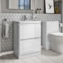 Left Hand L-Shaped Bath with Portland White Combi with Portland Back To Wall Toilet