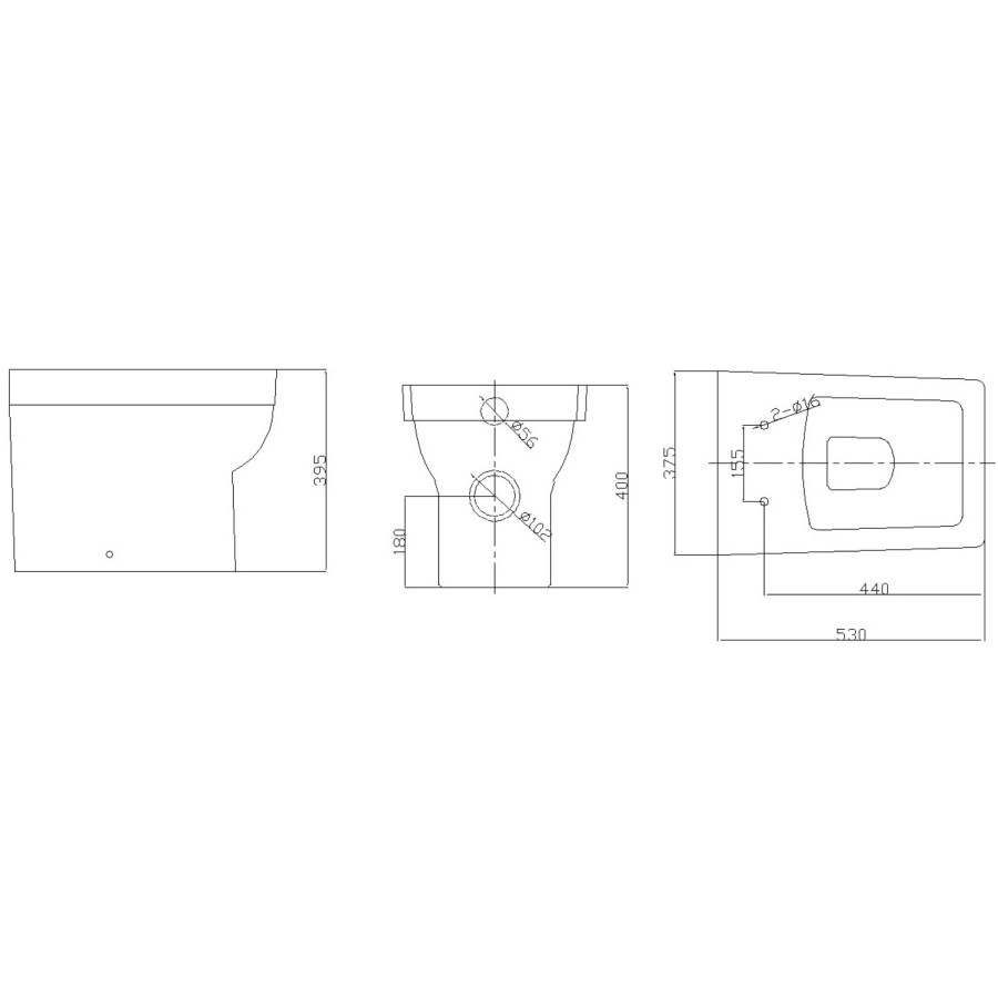 Square Back to Wall Toilet with Quick Release Seat