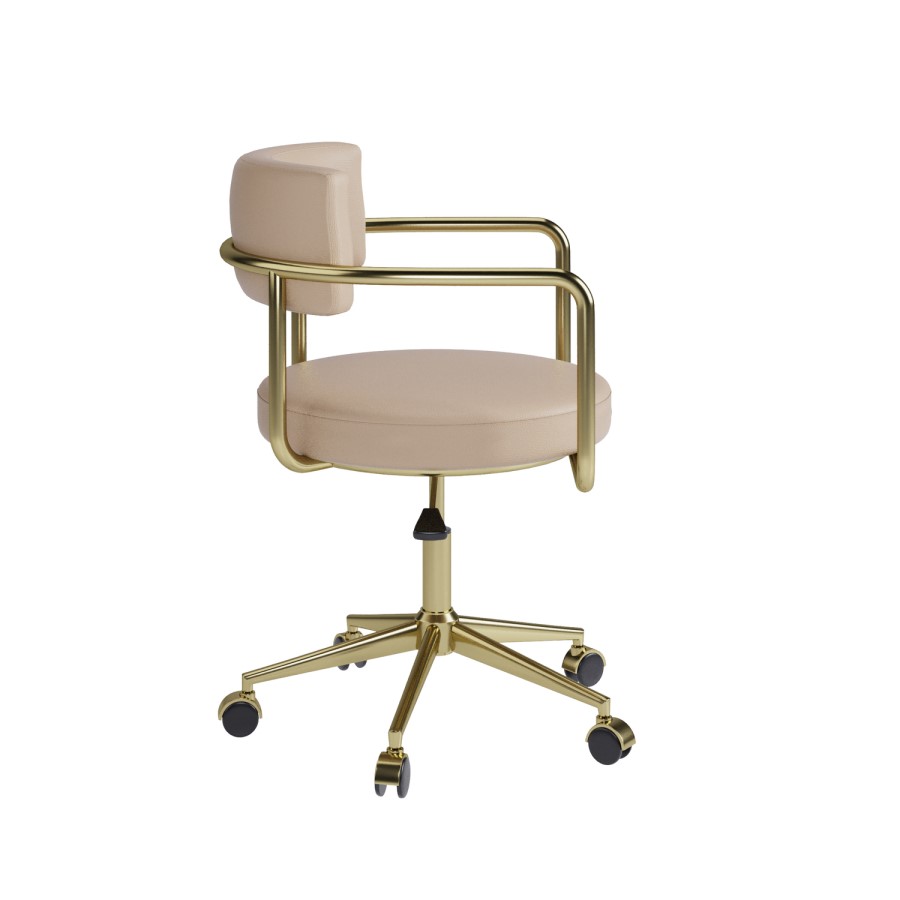 Beige Faux Leather Swivel Office Chair - Soren 